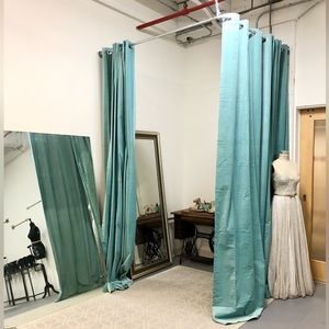 Set of 4 IKEA Sanela 118” Velvet Room Darkening Curtains - Aqua